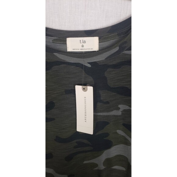 Anthropologie T.La Camo Flutter Sleeves M Tee Shirt Hipster USA Cyber Grunge NEW - Picture 3 of 5